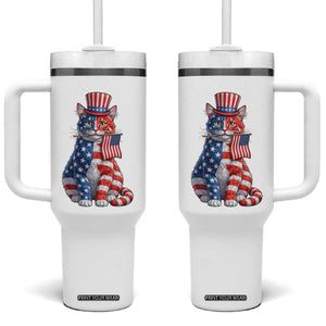 Proud American Cat Lover Tumbler With Handle Patriotic Animal Lover Gift TS12 One Size: 40 oz White Print Your Wear