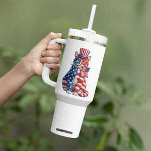 Proud American Cat Lover Tumbler With Handle Patriotic Animal Lover Gift TS12 Print Your Wear