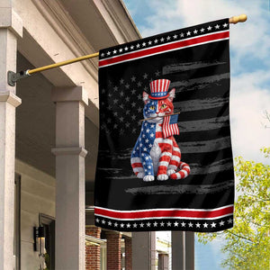 Proud American Cat Lover Garden Flag Patriotic Animal Lover Gift TS12 Distressed Black Red Print Your Wear