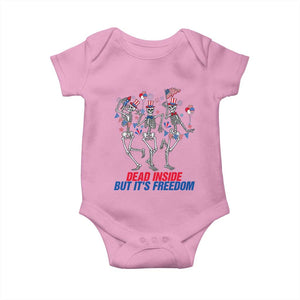 Patriotic Dancing Skeleton Baby Onesie Dead Inside But Its Freedom TS12 Light Pink Print Your Wear