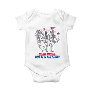 Patriotic Dancing Skeleton Baby Onesie Dead Inside But Its Freedom TS12 White Print Your Wear