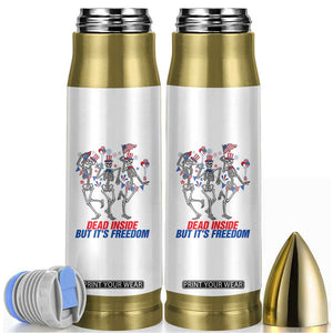Patriotic Dancing Skeleton Bullet Tumbler Dead Inside But Its Freedom TS12 White Print Your Wear