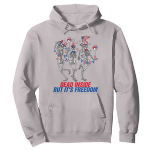 Patriotic Dancing Skeleton Hoodie Dead Inside But Its Freedom TS12 Ice Gray Print Your Wear