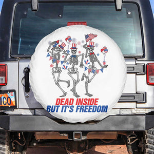 Patriotic Dancing Skeleton Spare Tire Cover Dead Inside But Its Freedom TS12 No hole White Print Your Wear