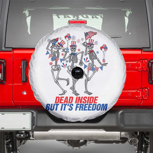Patriotic Dancing Skeleton Spare Tire Cover Dead Inside But Its Freedom TS12 White Print Your Wear