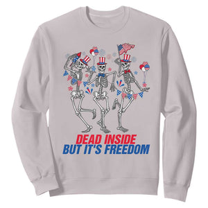 Patriotic Dancing Skeleton Sweatshirt Dead Inside But Its Freedom TS12 Ice Gray Print Your Wear