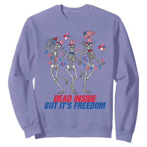Patriotic Dancing Skeleton Sweatshirt Dead Inside But Its Freedom TS12 Violet Print Your Wear