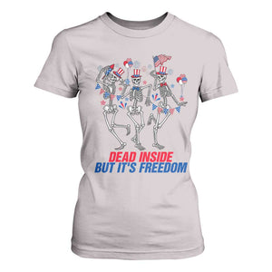 Patriotic Dancing Skeleton T Shirt For Women Dead Inside But Its Freedom TS12 Ice Gray Print Your Wear