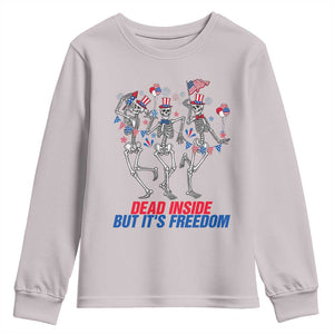 Patriotic Dancing Skeleton Youth Sweatshirt Dead Inside But Its Freedom TS12 Ice Gray Print Your Wear