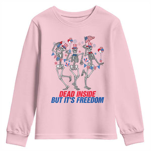 Patriotic Dancing Skeleton Youth Sweatshirt Dead Inside But Its Freedom TS12 Light Pink Print Your Wear
