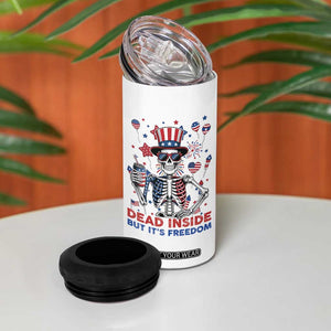 Funny Skeleton Dead Inside But Its Freedom 4 in 1 Can Cooler Tumbler Patriotic Gift TS12 Print Your Wear