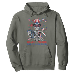 Funny Skeleton Dead Inside But Its Freedom Hoodie Patriotic Gift TS12 Military Green Print Your Wear