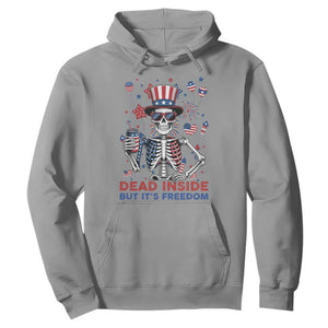 Funny Skeleton Dead Inside But Its Freedom Hoodie Patriotic Gift TS12 Sport Gray Print Your Wear