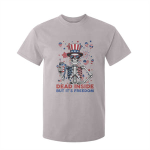 Funny Skeleton Dead Inside But Its Freedom T Shirt For Kid Patriotic Gift TS12 Ice Gray Print Your Wear
