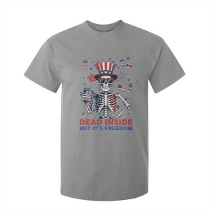 Funny Skeleton Dead Inside But Its Freedom T Shirt For Kid Patriotic Gift TS12 Sport Gray Print Your Wear