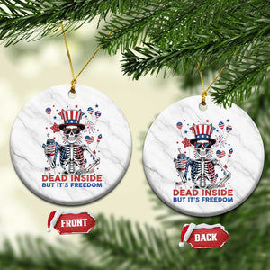 Funny Skeleton Dead Inside But Its Freedom Ceramic Ornament Patriotic Gift TS12 1pc White Marble Print Your Wear