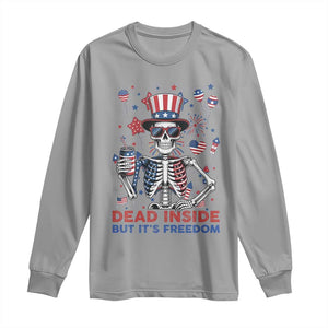 Funny Skeleton Dead Inside But Its Freedom Long Sleeve Shirt Patriotic Gift TS12 Sport Gray Print Your Wear