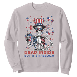 Funny Skeleton Dead Inside But Its Freedom Sweatshirt Patriotic Gift TS12 Ice Gray Print Your Wear
