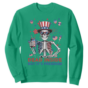 Funny Skeleton Dead Inside But Its Freedom Sweatshirt Patriotic Gift TS12 Irish Green Print Your Wear