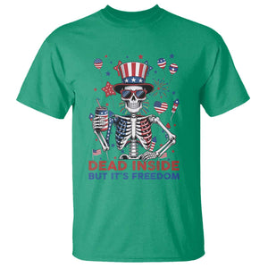 Funny Skeleton Dead Inside But Its Freedom T Shirt Patriotic Gift TS12 Irish Green Print Your Wear