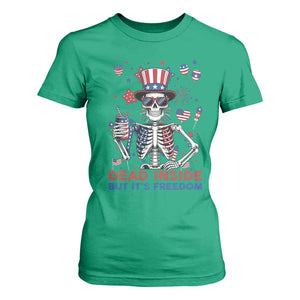 Funny Skeleton Dead Inside But Its Freedom T Shirt For Women Patriotic Gift TS12 Irish Green Print Your Wear