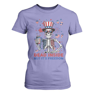 Funny Skeleton Dead Inside But Its Freedom T Shirt For Women Patriotic Gift TS12 Violet Print Your Wear