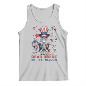 Funny Skeleton Dead Inside But Its Freedom Tank Top Patriotic Gift TS12 Ash Print Your Wear
