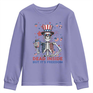 Funny Skeleton Dead Inside But Its Freedom Youth Sweatshirt Patriotic Gift TS12 Violet Print Your Wear