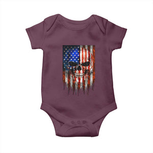 Patriotic Skull American Flag USA Pride Baby Onesie TS12 Maroon Print Your Wear