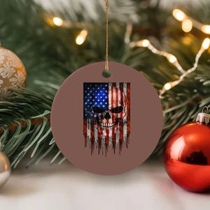 Patriotic Skull American Flag USA Pride Ceramic Ornament TS12 1pc Mocha Print Your Wear
