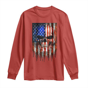 Patriotic Skull American Flag USA Pride Long Sleeve Shirt TS12 Red Print Your Wear