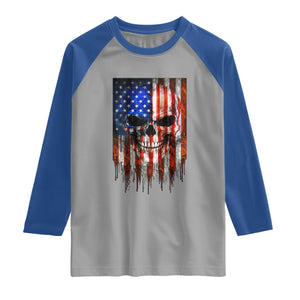 Patriotic Skull American Flag USA Pride Raglan Shirt TS12 Sport Gray Royal Print Your Wear