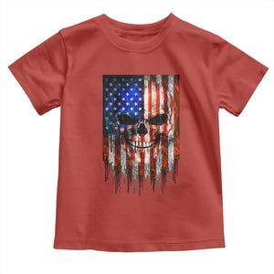 Patriotic Skull American Flag USA Pride Toddler T Shirt TS12 Red Print Your Wear
