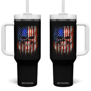 Patriotic Skull American Flag USA Pride Tumbler With Handle TS12 One Size: 40 oz Black Print Your Wear