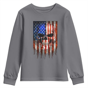 Patriotic Skull American Flag USA Pride Youth Sweatshirt TS12 Charcoal Print Your Wear