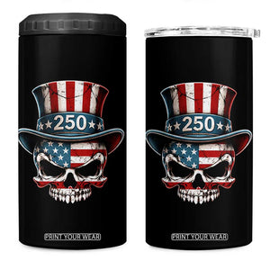 American Flag Skull Patriotic Pride 4 in 1 Can Cooler Tumbler USA 250 Anniversary TS12 One Size: 16 oz Black Print Your Wear