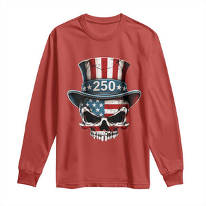 American Flag Skull Patriotic Pride Long Sleeve Shirt USA 250 Anniversary TS12 Red Print Your Wear