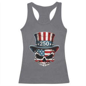 American Flag Skull Patriotic Pride Racerback Tank Top USA 250 Anniversary TS12 Charcoal Print Your Wear