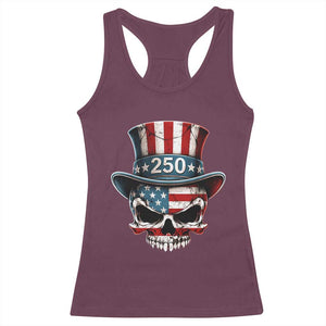 American Flag Skull Patriotic Pride Racerback Tank Top USA 250 Anniversary TS12 Maroon Print Your Wear