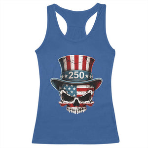 American Flag Skull Patriotic Pride Racerback Tank Top USA 250 Anniversary TS12 Royal Blue Print Your Wear