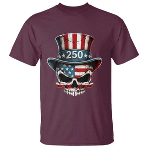 American Flag Skull Patriotic Pride T Shirt USA 250 Anniversary TS12 Maroon Print Your Wear