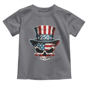 American Flag Skull Patriotic Pride Toddler T Shirt USA 250 Anniversary TS12 Charcoal Print Your Wear