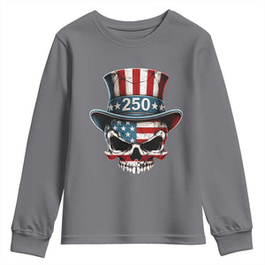American Flag Skull Patriotic Pride Youth Sweatshirt USA 250 Anniversary TS12 Charcoal Print Your Wear