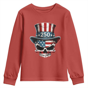 American Flag Skull Patriotic Pride Youth Sweatshirt USA 250 Anniversary TS12 Red Print Your Wear