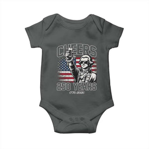 Patriotic Thomas Jefferson Baby Onesie Cheers To 250 Years TS12 Dark Heather Print Your Wear
