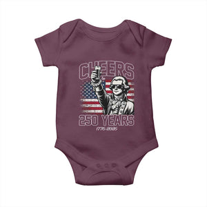 Patriotic Thomas Jefferson Baby Onesie Cheers To 250 Years TS12 Maroon Print Your Wear