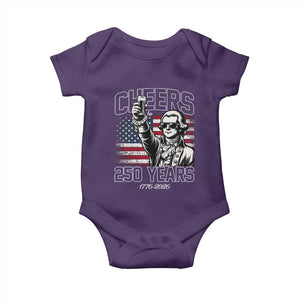 Patriotic Thomas Jefferson Baby Onesie Cheers To 250 Years TS12 Purple Print Your Wear