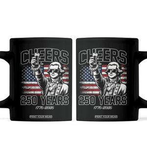 Patriotic Thomas Jefferson Coffee Mug Cheers To 250 Years TS12 Black Print Your Wear