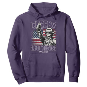 Patriotic Thomas Jefferson Hoodie Cheers To 250 Years TS12 Purple Print Your Wear