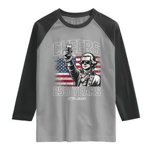 Patriotic Thomas Jefferson Raglan Shirt Cheers To 250 Years TS12 Sport Gray Black Print Your Wear